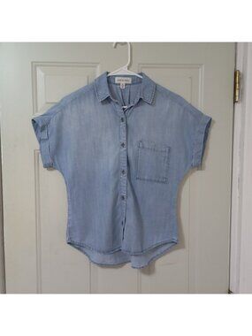 Anthropologie Cloth & Stone Womens Button-Up Chambray Shirt XXS Light Blue